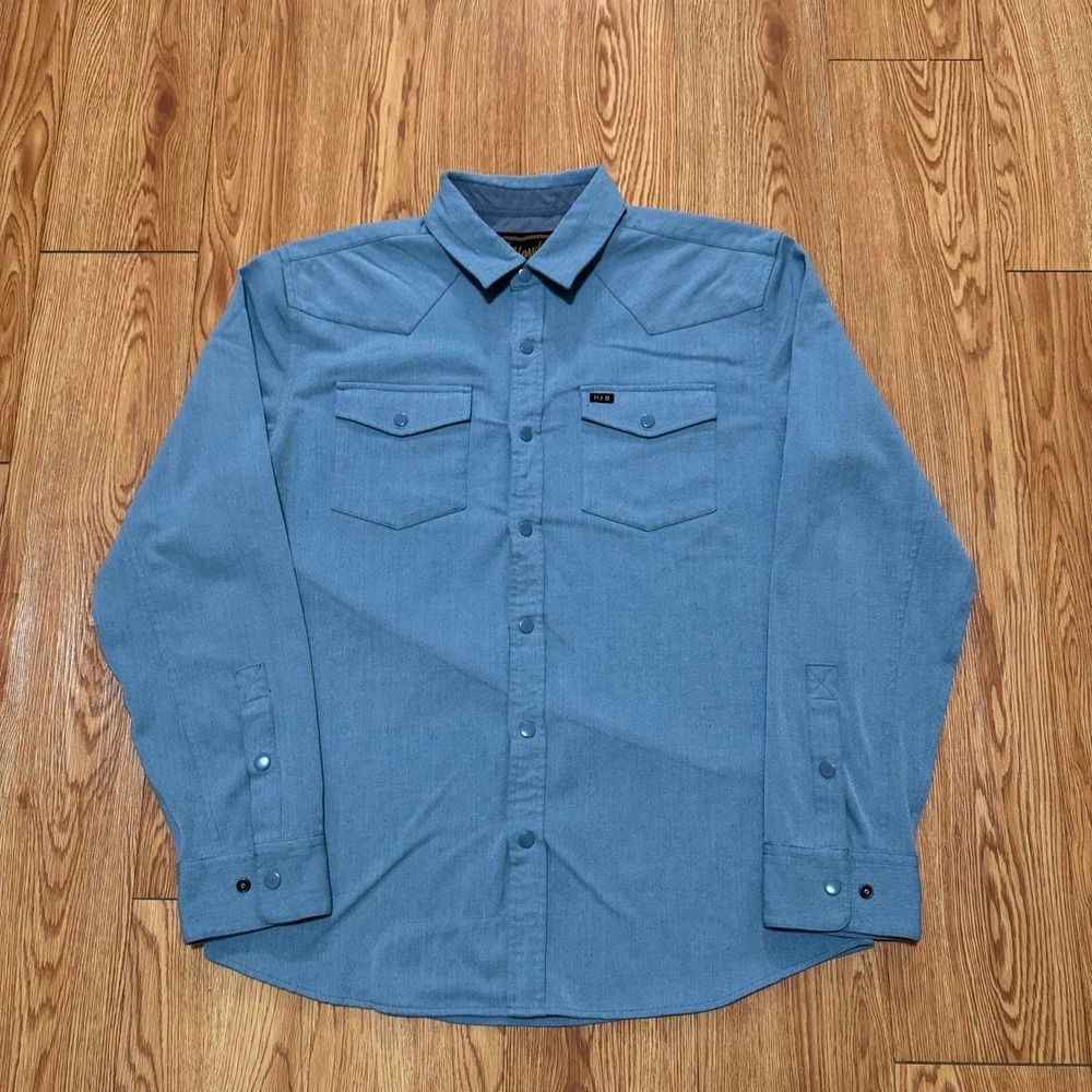 Howler Bros Men's Button Up Shirt Medium Snap Western Style Blue Utility